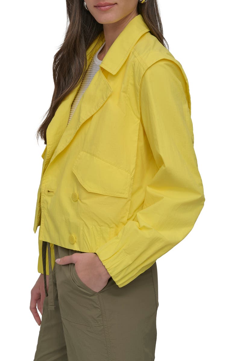 DKNY Crop Trench Jacket, Alternate, color, Daffodil