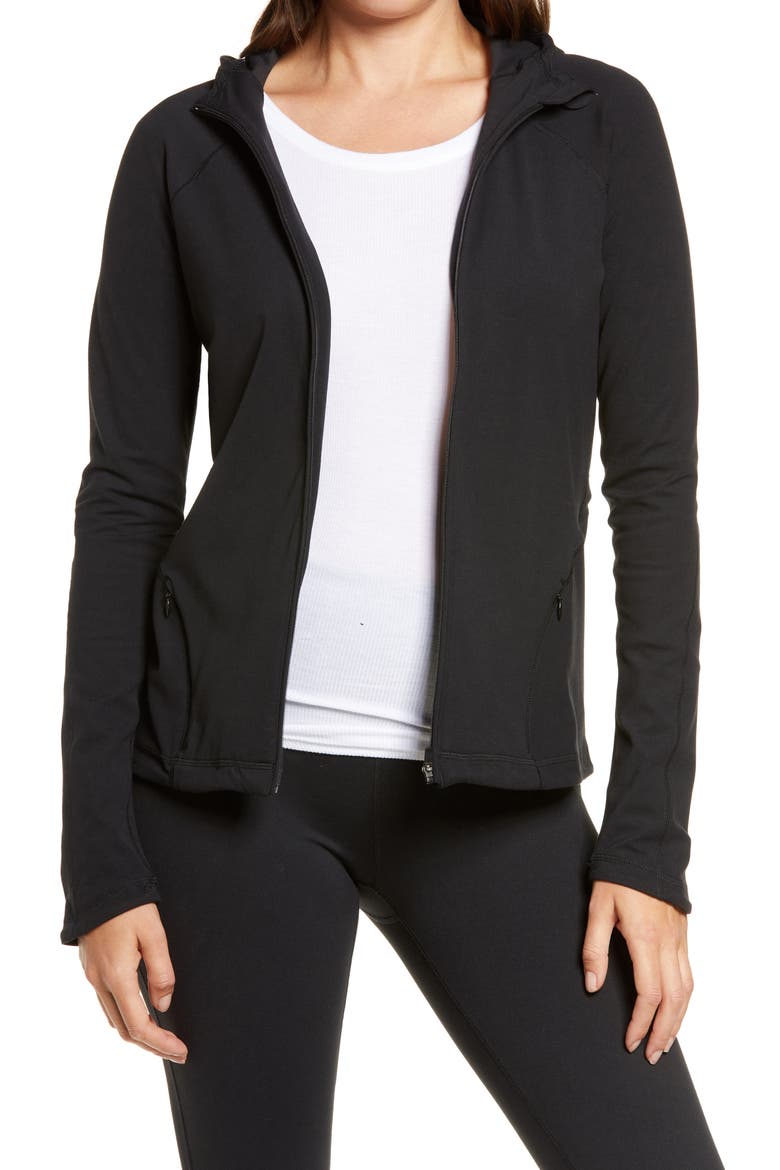 Supersoft Workout Zip Jacket, Main, color, BLACK