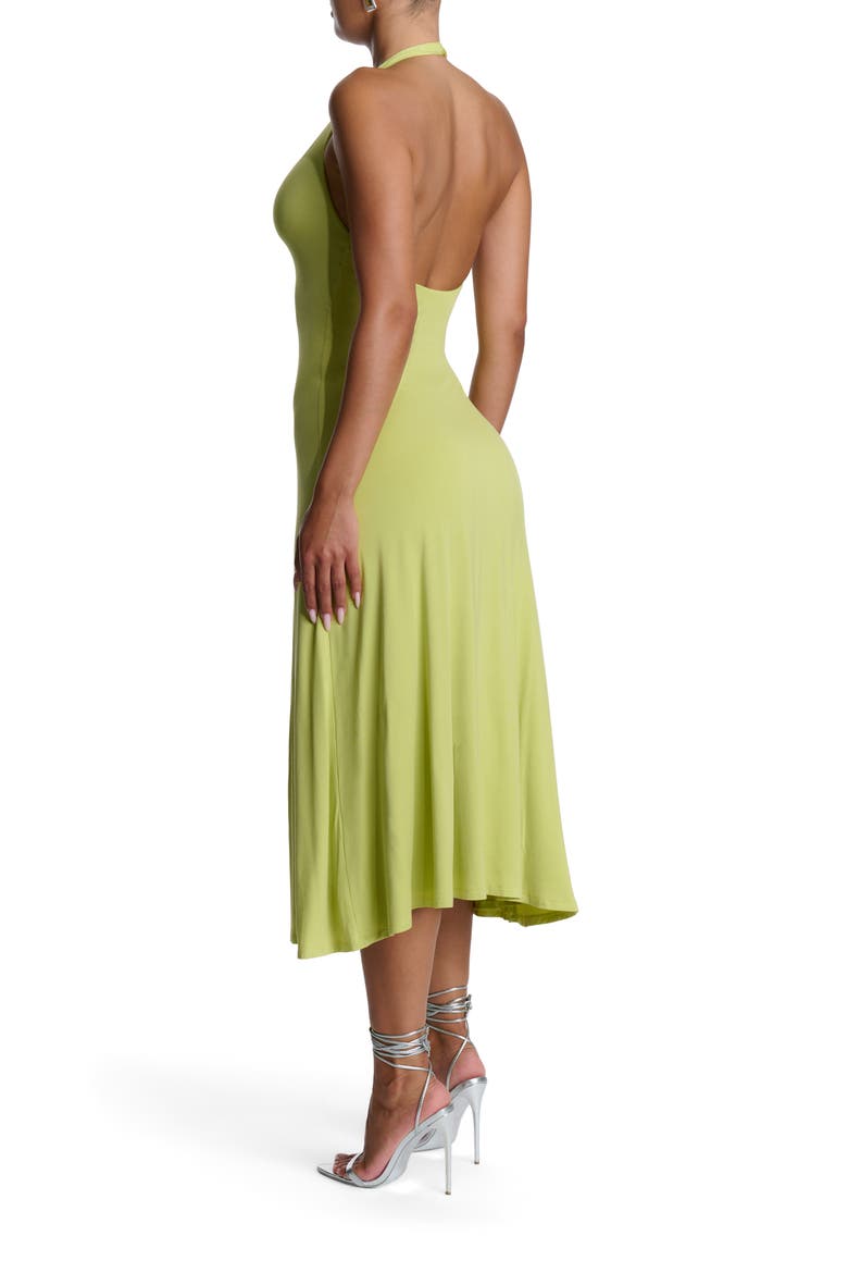 Halter Midi Dress, Alternate, color, CHARTREUSE