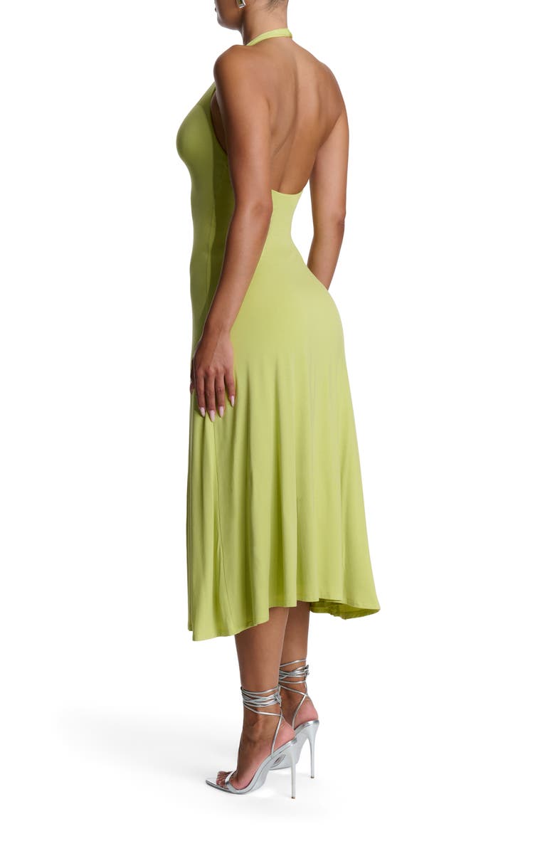 Naked Wardrobe Halter Midi Dress, Alternate, color, Chartreuse