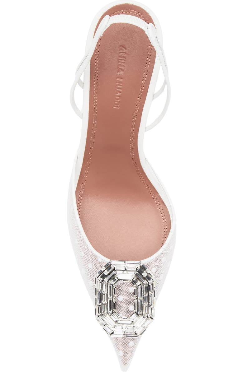 Amina Muaddi Camelia Swiss Dot Slingback Pump, Alternate, color, White Polka Dot Lace