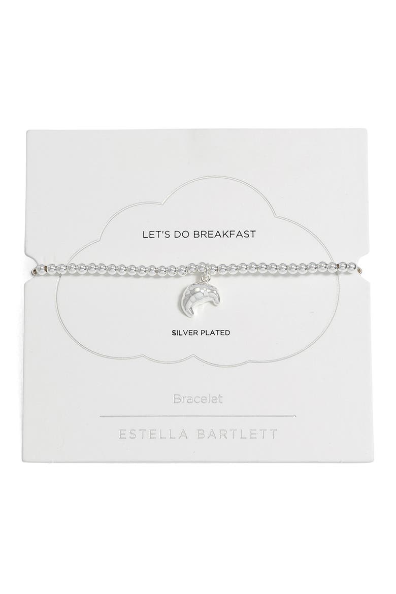 Sienna Croissant Beaded Stretch Bracelet, Main, color, SILVER