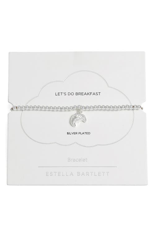 Estella Bartlett Sienna Croissant Beaded Stretch Bracelet In Silver