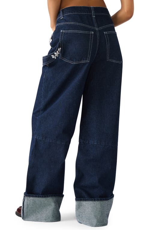 Steve Madden Bobbie Rhinestone Detail Carpenter Jeans In Blue