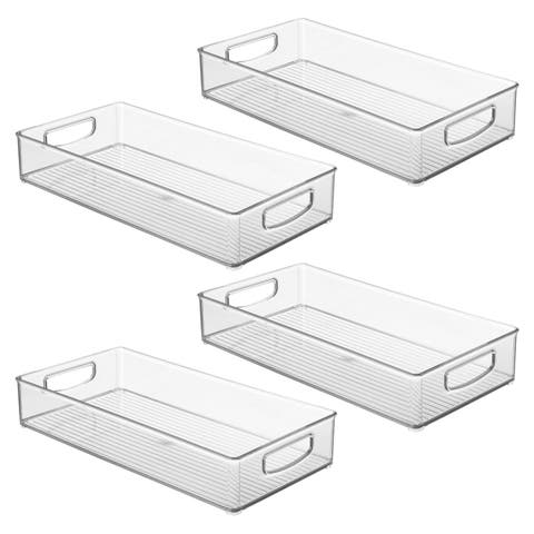 Stackable Pantry Storage Bin with Handles, Set of 4, Clear, Made in USA