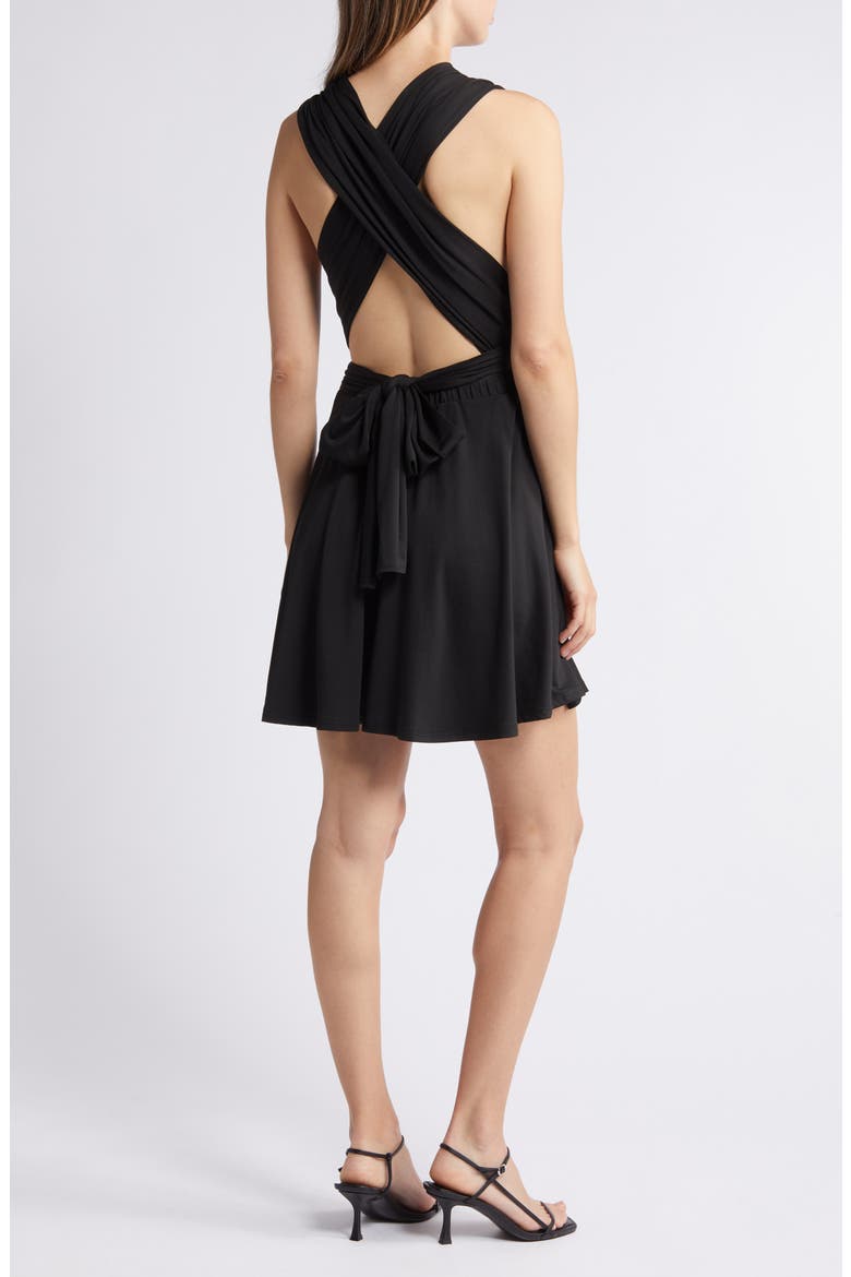 Belle Cross Back Minidress, Alternate, color, BLACK