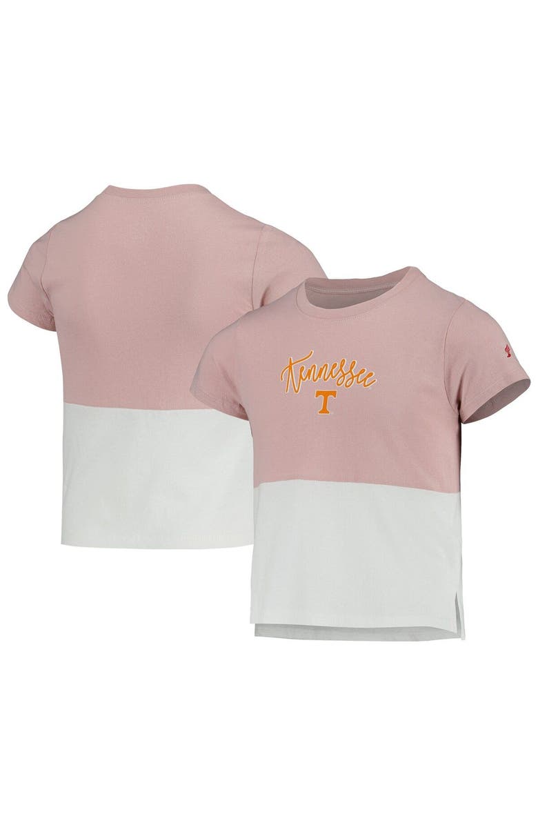 LEAGUE COLLEGIATE WEAR Girls Youth League Collegiate Wear Pink/White Tennessee Volunteers Colorblocked T-Shirt, Main, color, 