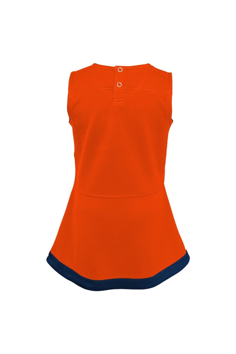 Girls Toddler Orange Denver Broncos Cheer Captain Dress with Bloomers, Alternate, color, Orange