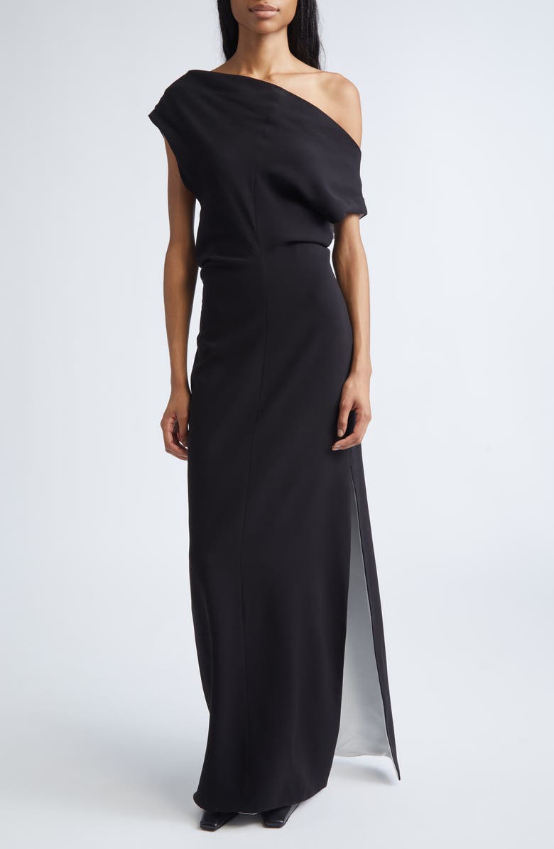 Proenza Schouler Rosina Off the Shoulder Light Double Crepe Maxi Dress, Alternate, color, Black