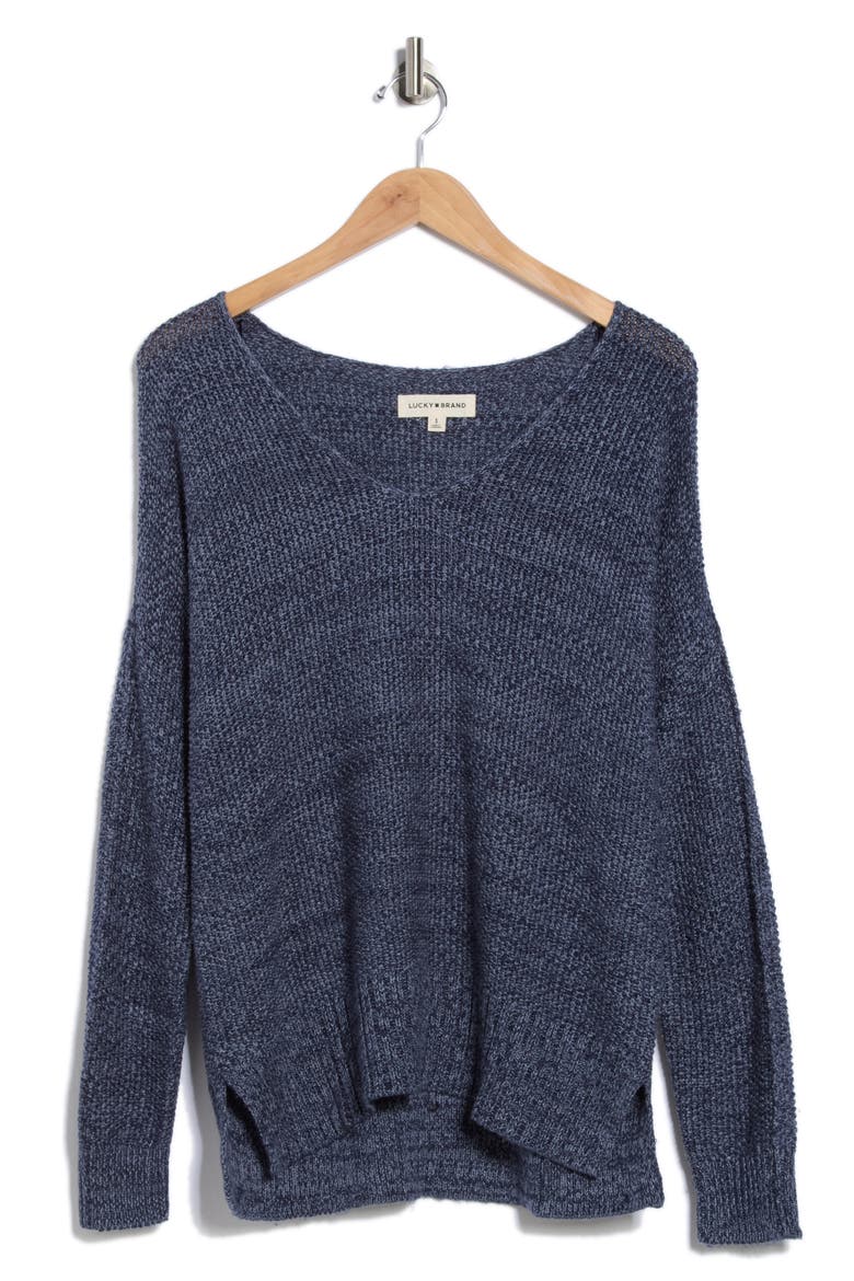 V-Neck Pullover Sweater, Alternate, color, FLINT STONE