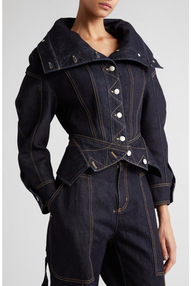 Funnel Neck Denim Jacket, Alternate, color, 4485 COLD WASH