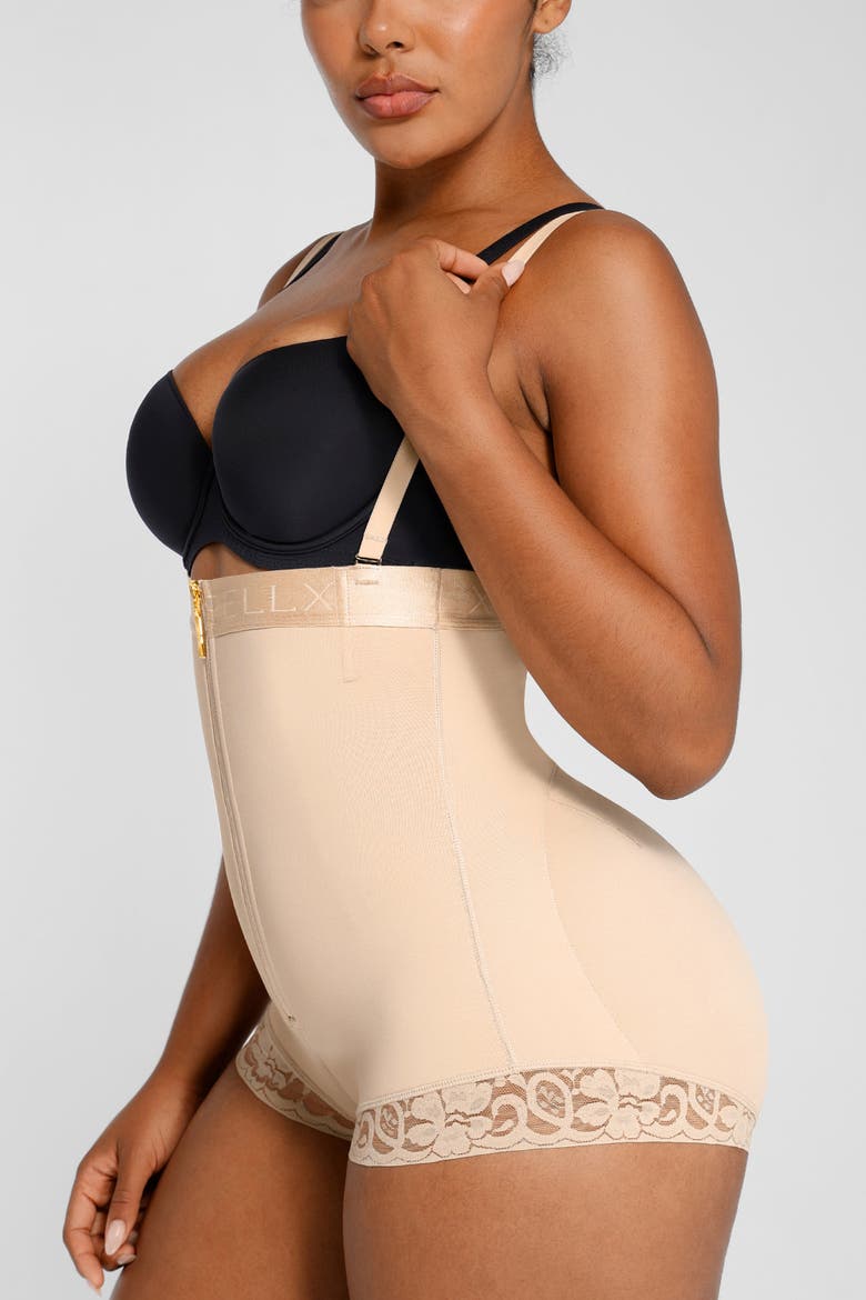 Butt-Lifting Open Bust Panty, Alternate, color, Sand