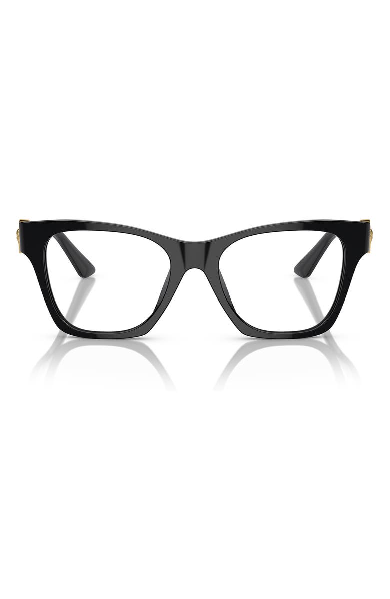 Versace 52mm Irregular Optical Glasses, Main, color, Black
