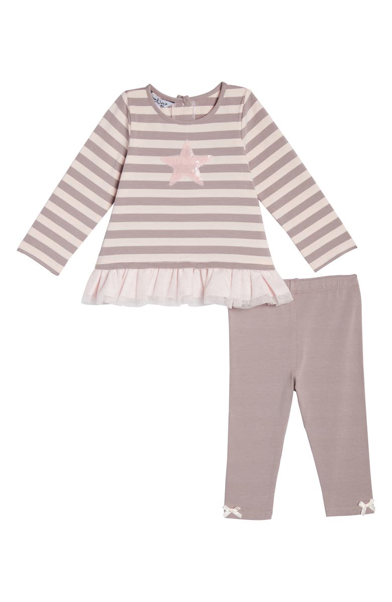 Pippa & Julie Sequin Star Stripe Tunic & Leggings Set, Main, color,