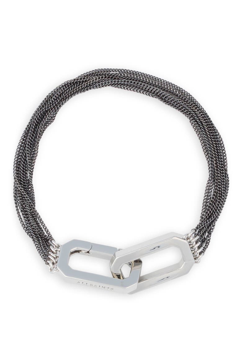 Multi Chain Carabiner Bracelet, Main, color, SHINY RHODIUM