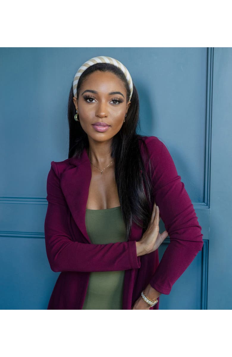 Bien Abyé Neutral Stripe Silk Headband, Alternate, color, 