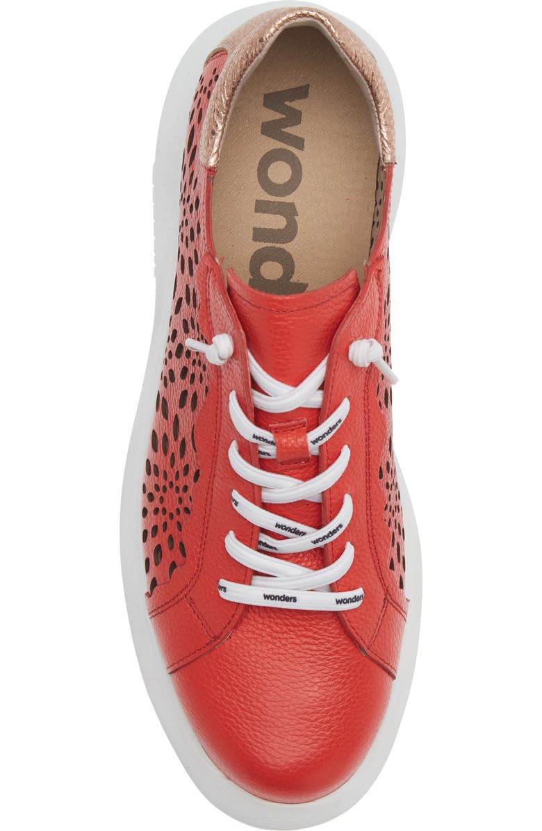 Wonders Laser Cutout Platform Sneaker, Alternate, color, Flame/ Rame