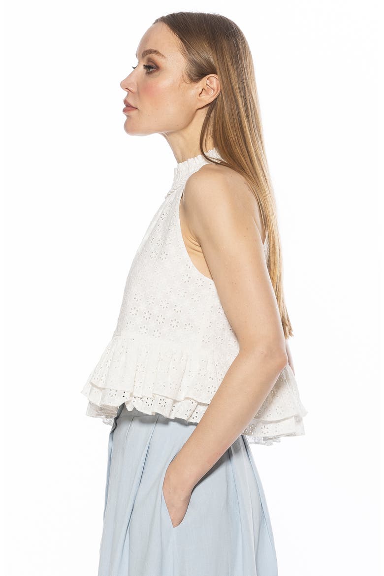 Roth Smocked Ruffle Halter Top, Alternate, color, IVORY