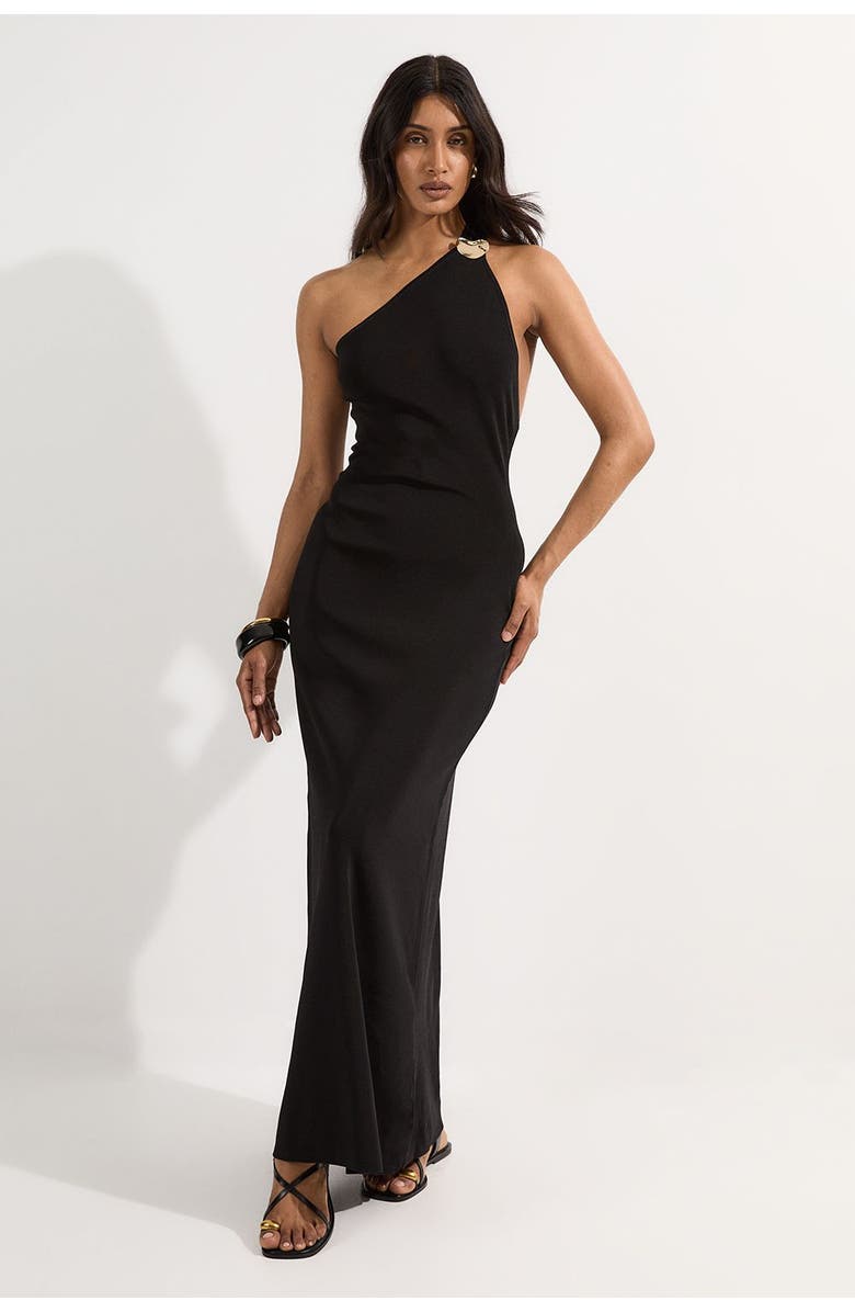 Karen Millen Backless Knit Dress With Hardware, Main, color, Black