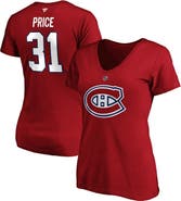 FANATICS Women's Fanatics Branded Carey Price Red Montreal Canadiens Authentic Stack Name & Number V-Neck T-Shirt