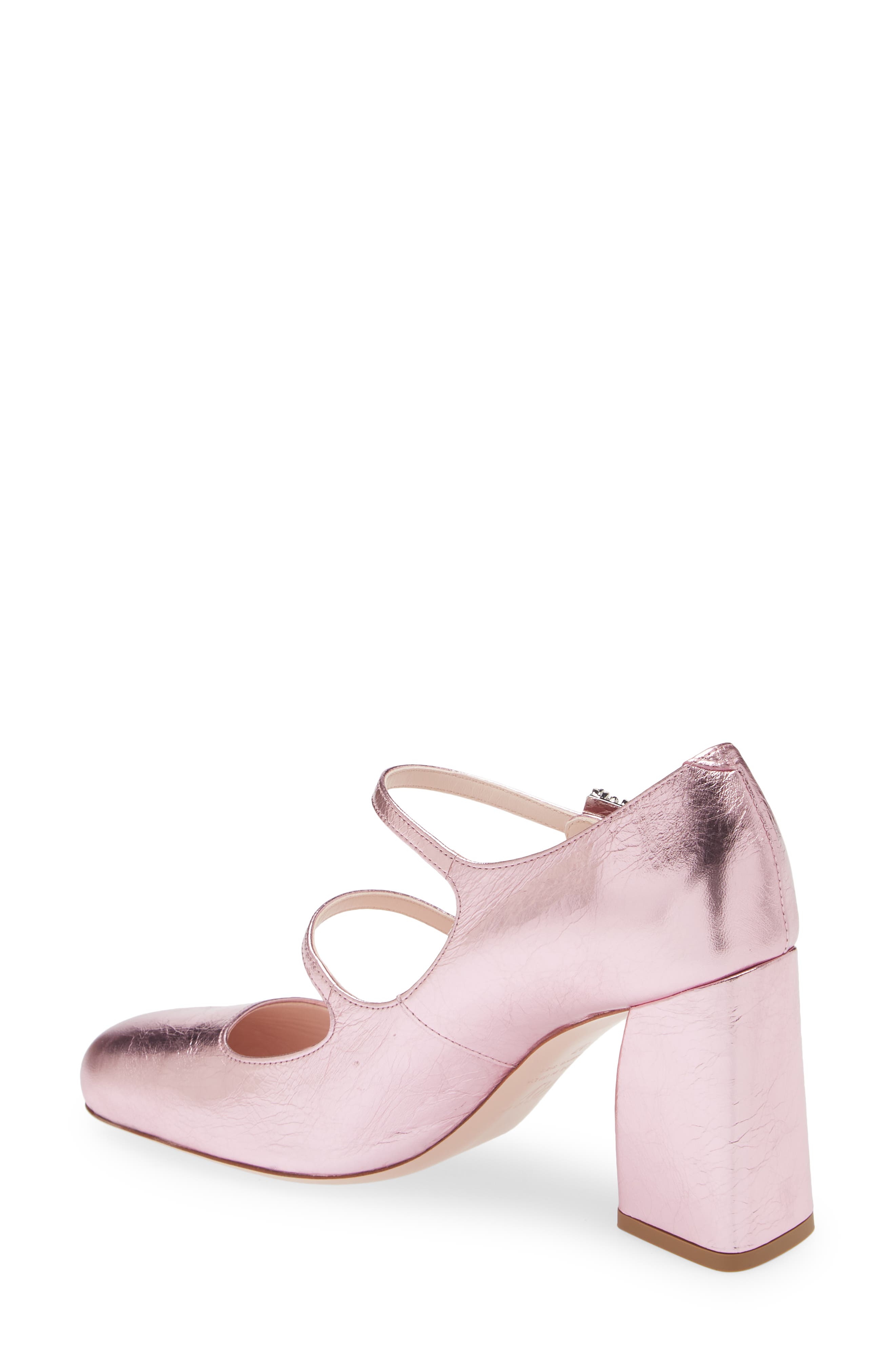 Trés Vivier Babies Crystal Buckle Mary Jane Pump, Alternate, color, METALLIC PINK