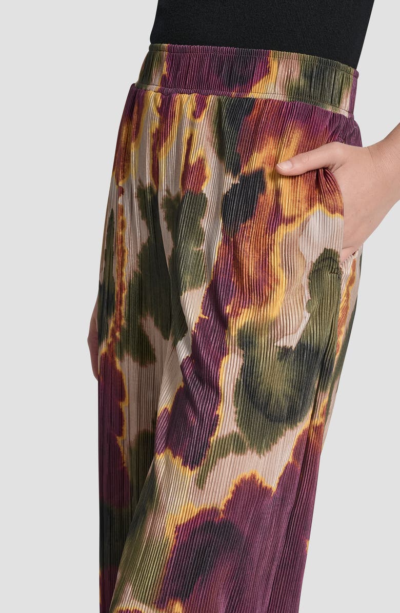 DKNY Plissé Wide Leg Pants, Alternate, color, Ink Diffusion