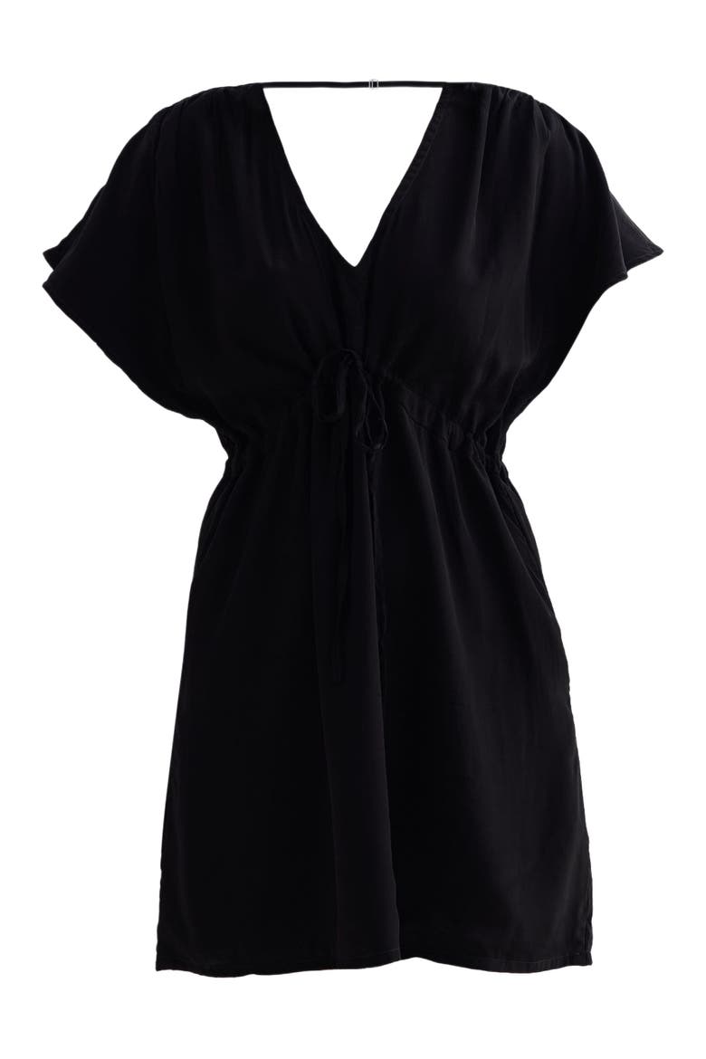 Short gathered Dress in Black, Alternate, color, Solid