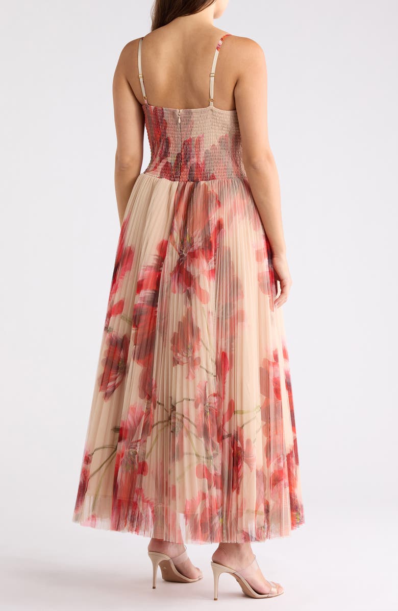 Hutch Brianna Gown, Alternate, color, Taupe/ Red Breezy Watercolor