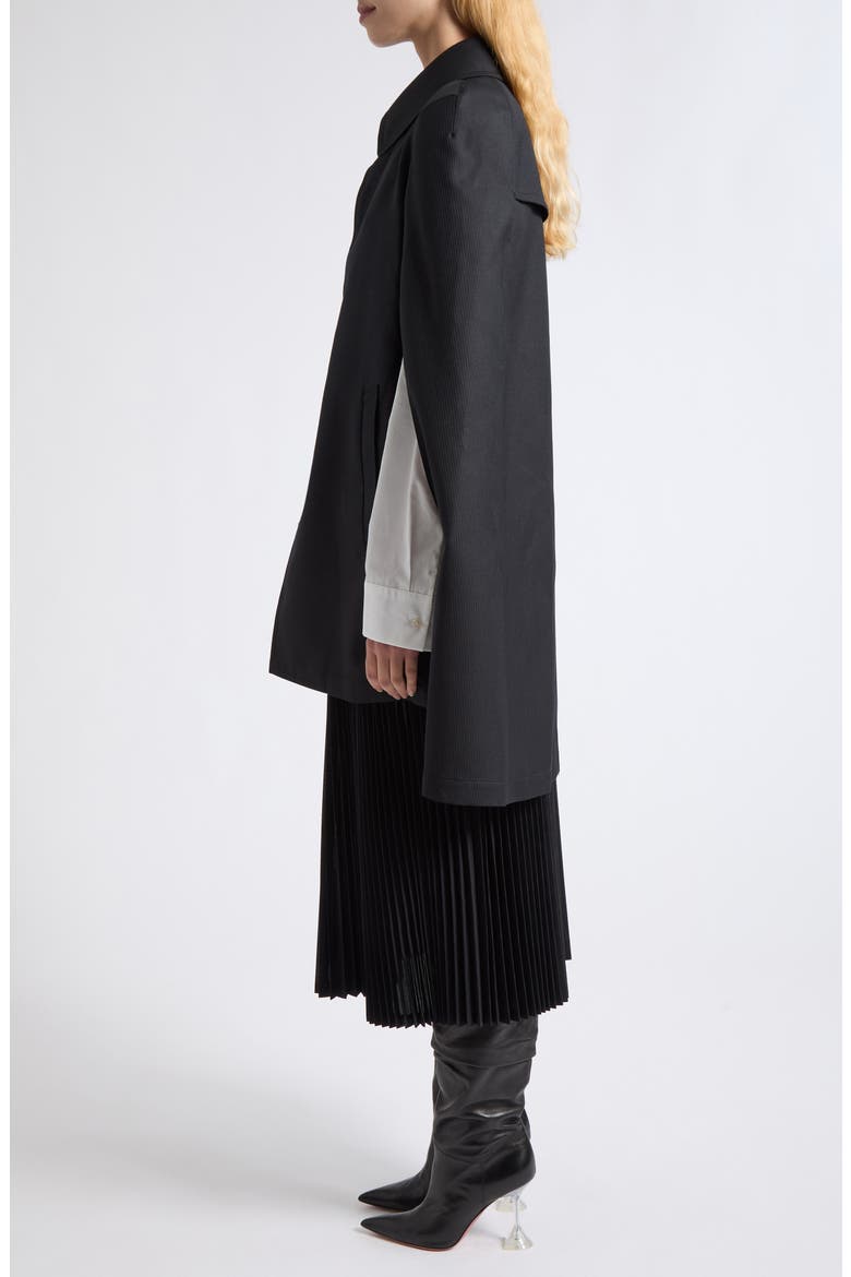 Striped Wool Cape, Alternate, color, BLACK/ WHITE