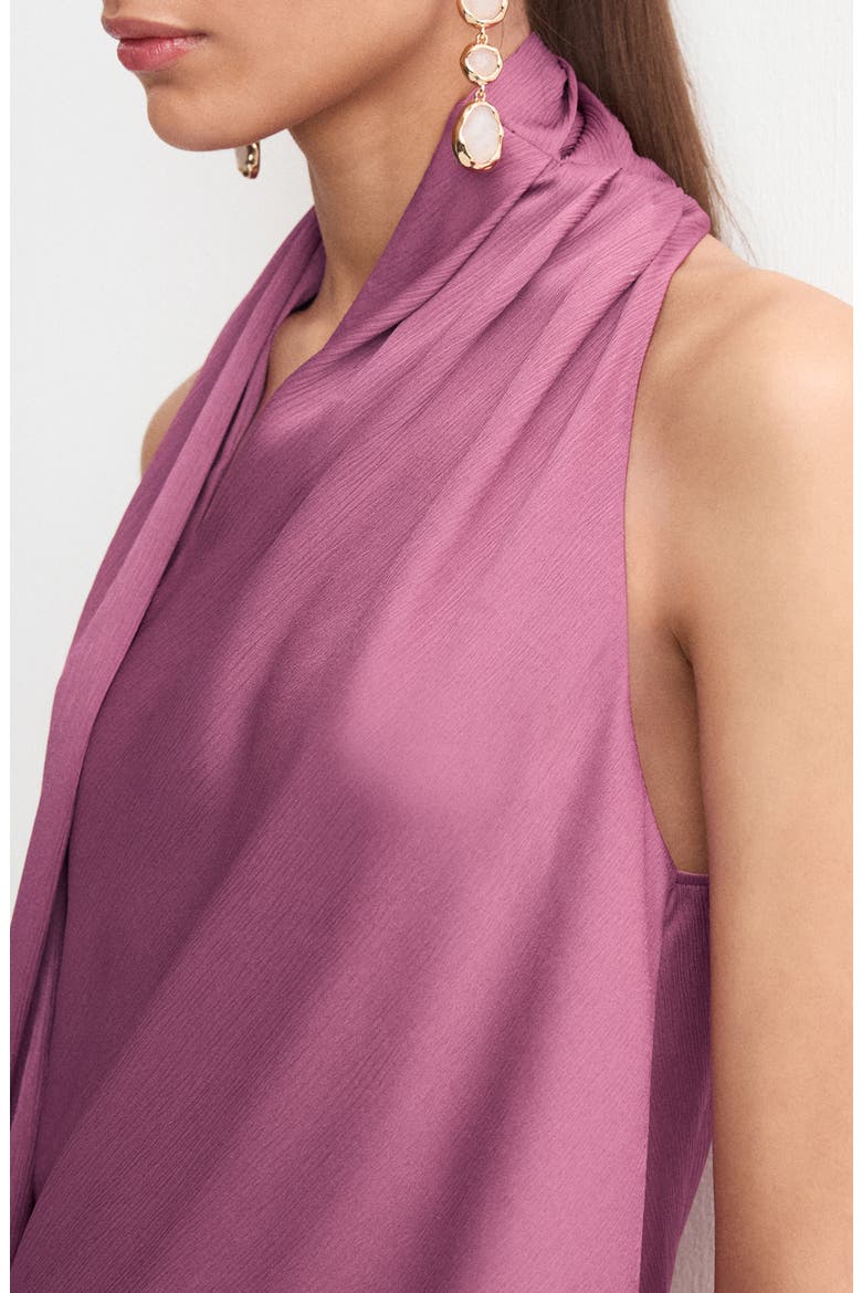 Scarf Crinkle Satin Top, Alternate, color, LIGHT/ PASTEL PURPLE