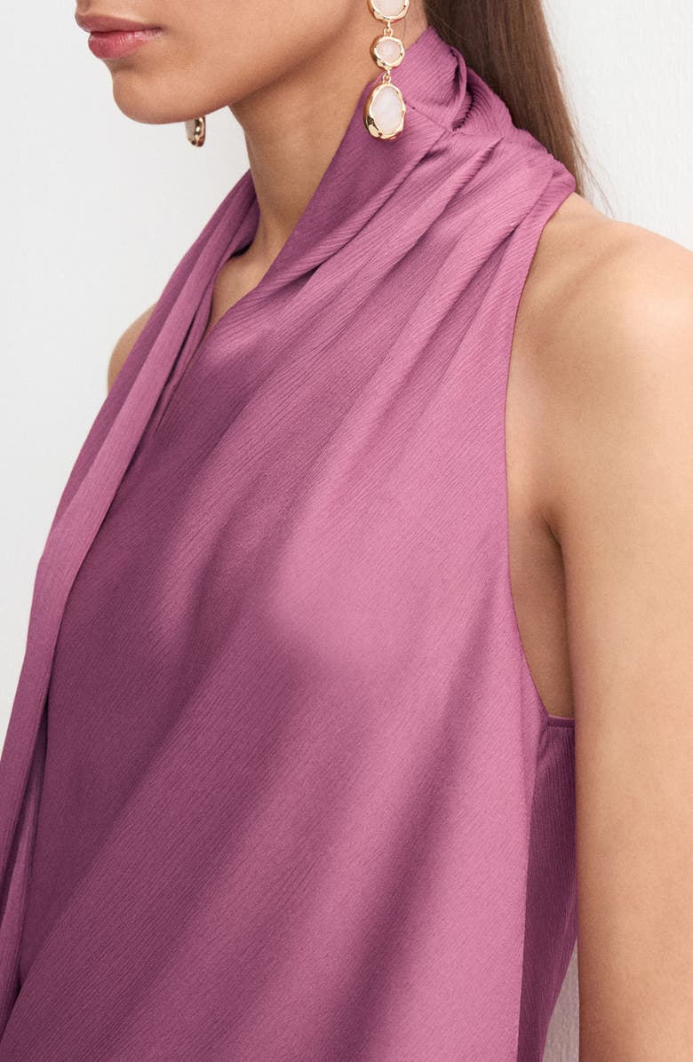 MANGO Scarf Crinkle Satin Top, Alternate, color, Light/ Pastel Purple