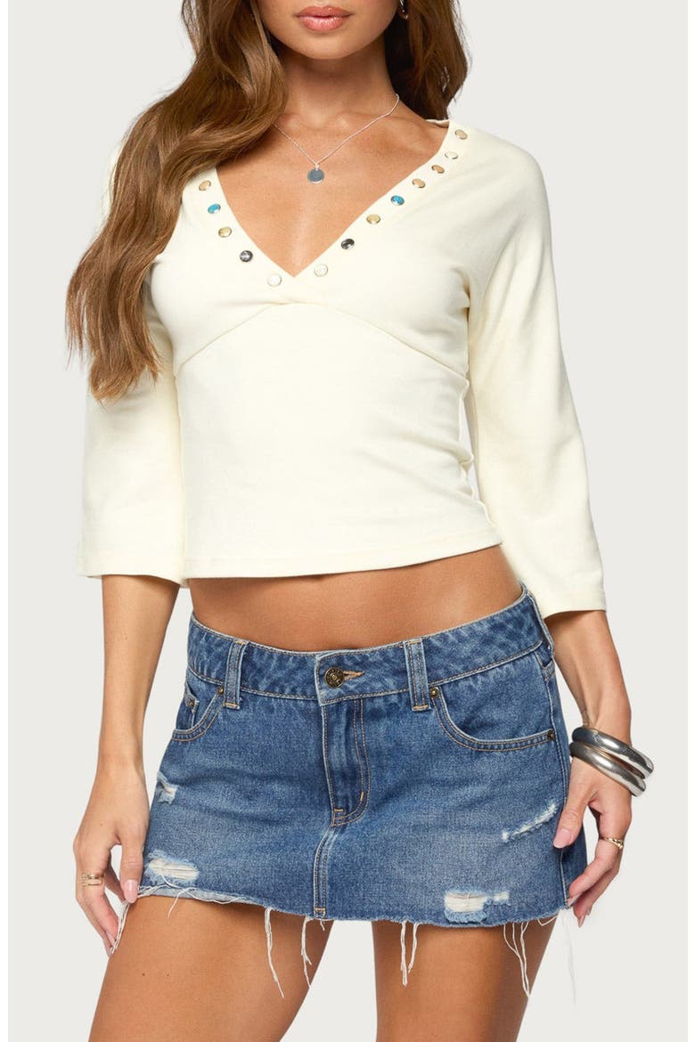 Pali Gemstone V-Neck Top, Main, color, CREAM