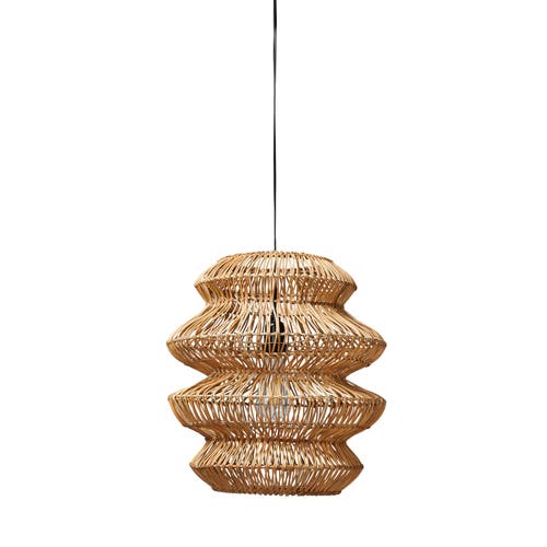 Storied Home Boho Woven Rattan Sculptural Pendant Light In Brown