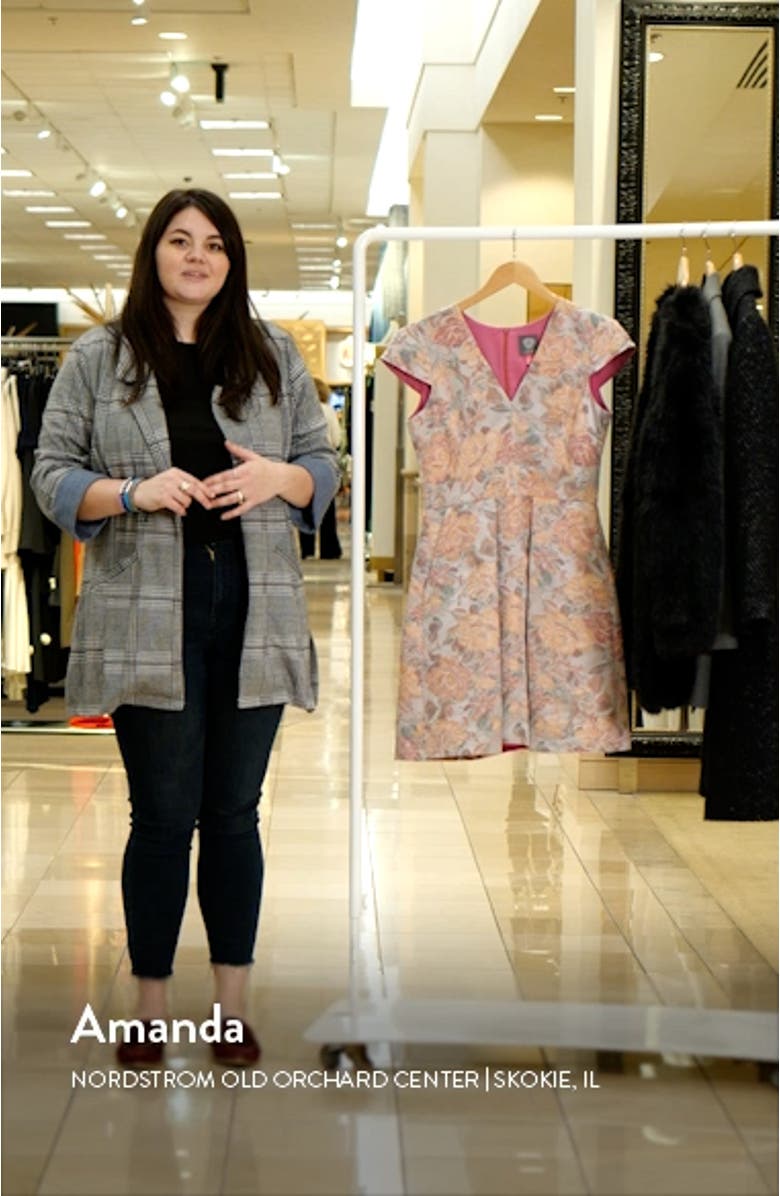 Floral Jacquard Fit & Flare Dress, sales video thumbnail