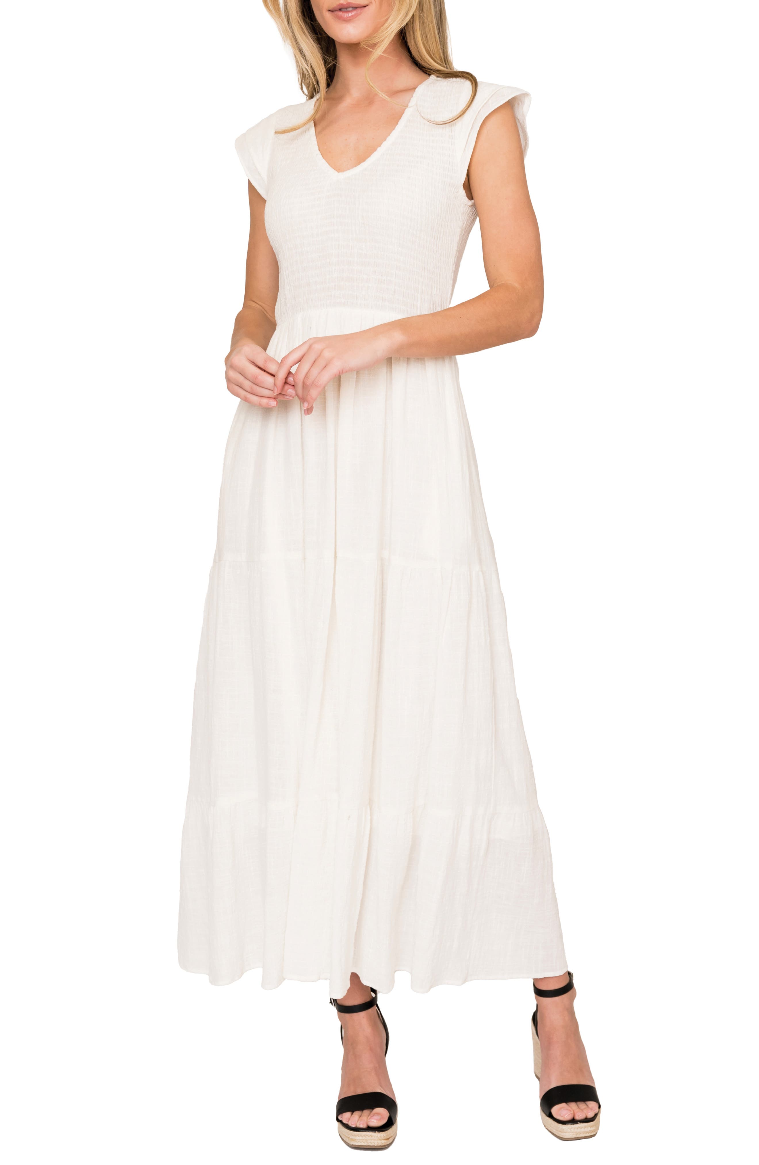 Flutter Sleeve Cotton Gauze Maxi Dress