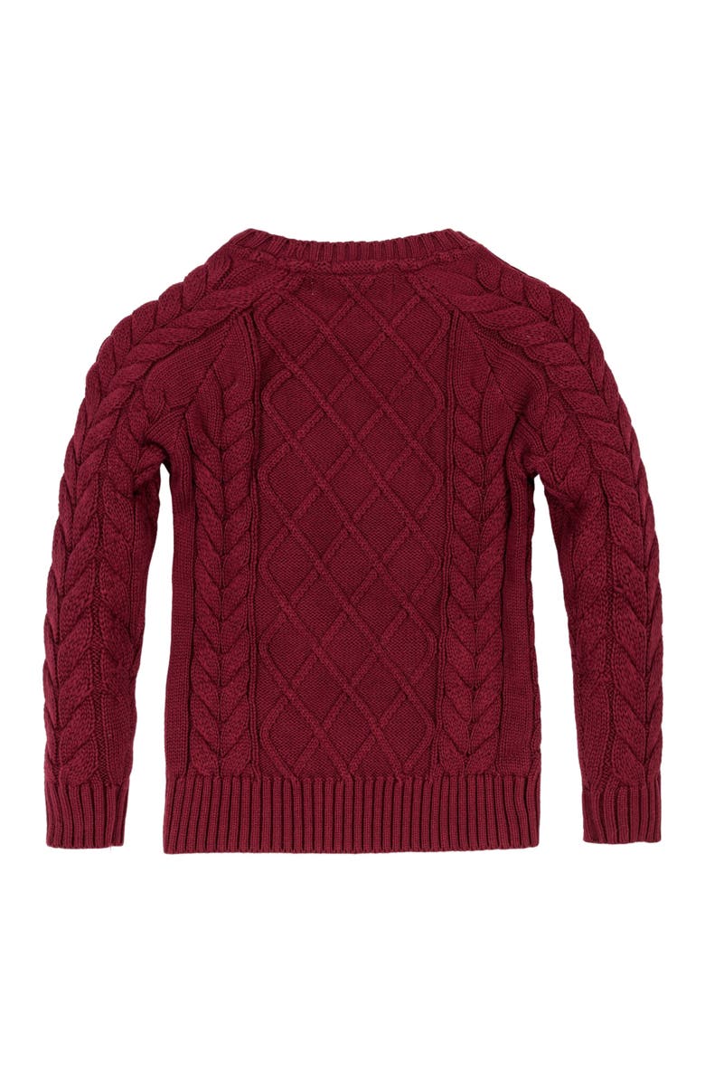 Hope & Henry Baby Boys' Organic Raglan Fisherman Sweater, Infant, Alternate, color, Oxblood Fisherman