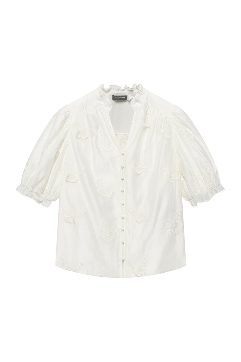Butterfly Detail Blouse, Alternate, color, White