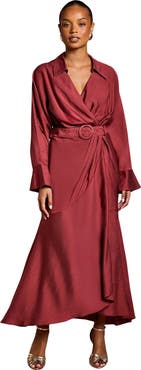 Coast Petite Long Sleeve Belted Wrap Dress