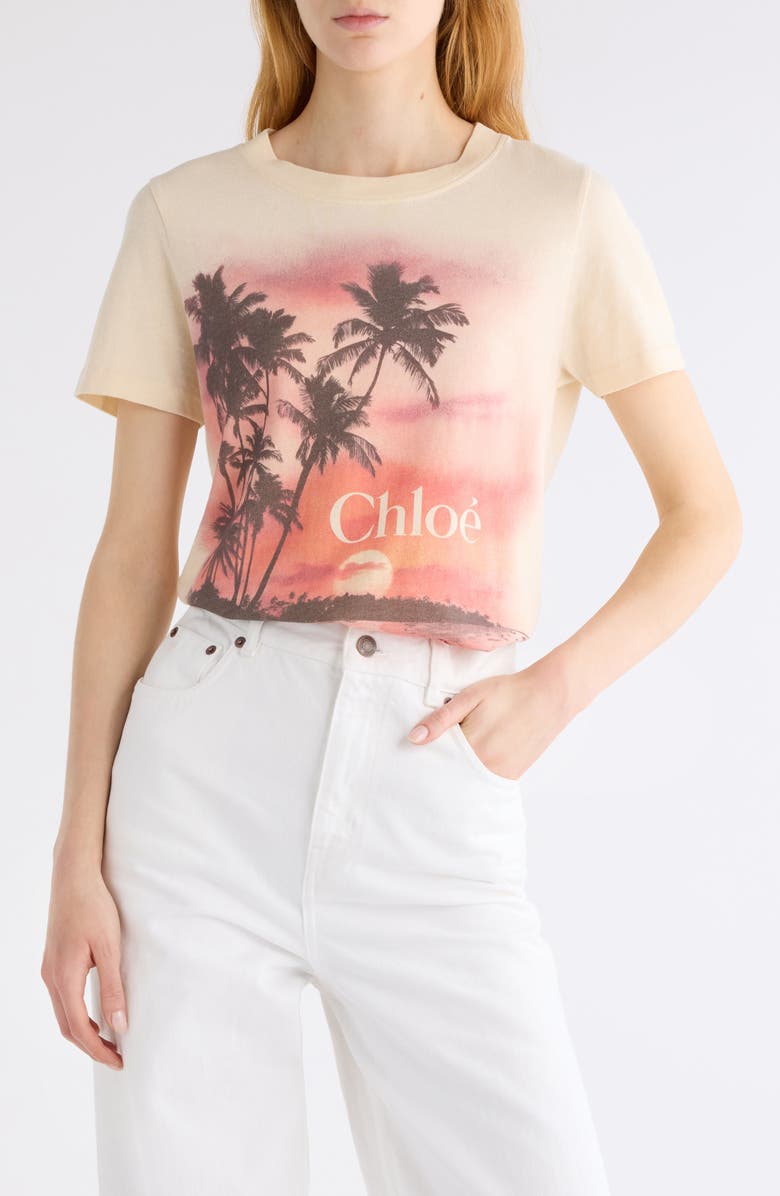 Chloé Sunset Cotton Jersey Graphic T-Shirt, Main, color, Blondie Yellow