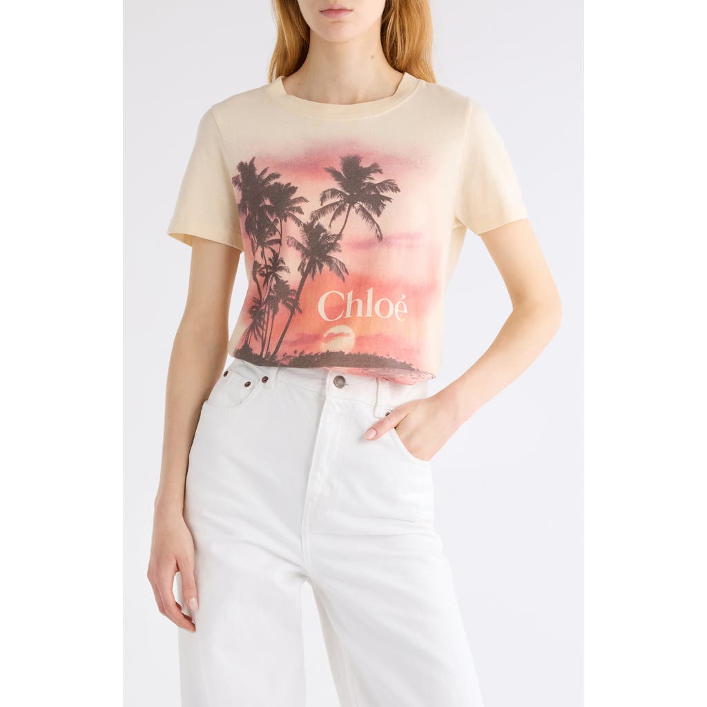 Chloé Graphic Illustration Crew Neck T-shirt In White