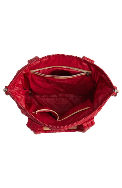 Mz Wallace Medium Sutton Deluxe Quilted Nylon Tote In Red