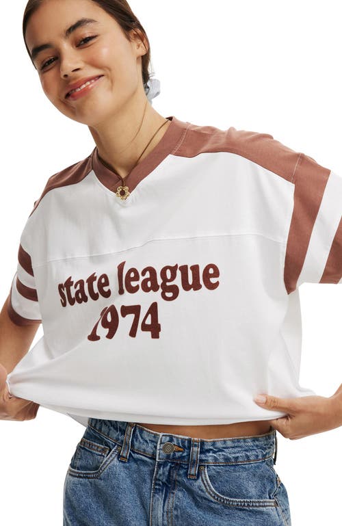 Shop Cotton On V Neck Retro Graphic Boxy Tee In State League White