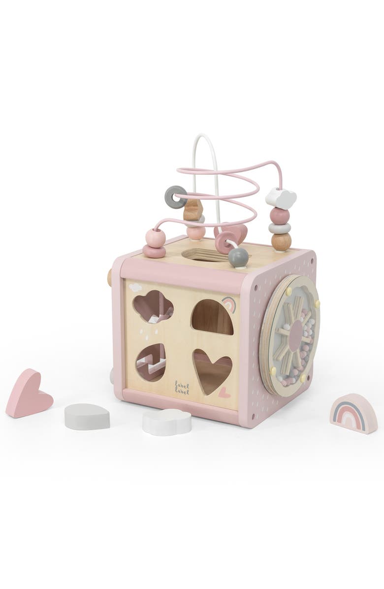 Label Label 5In1 Wooden Activity Cube Shape Sorter, Ages 1+, Main, color, 
