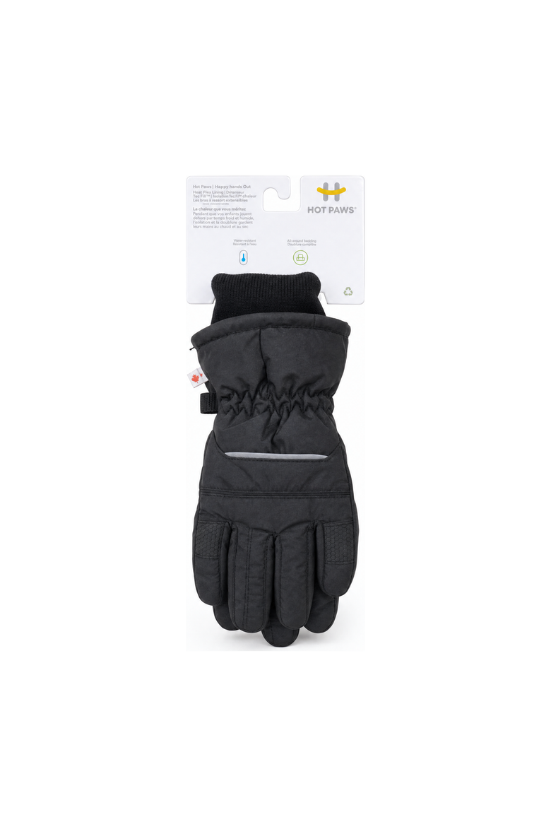 Kids' Reflective Water-Resistant Ski Glove, Alternate, color, Black with Reflective Stripe