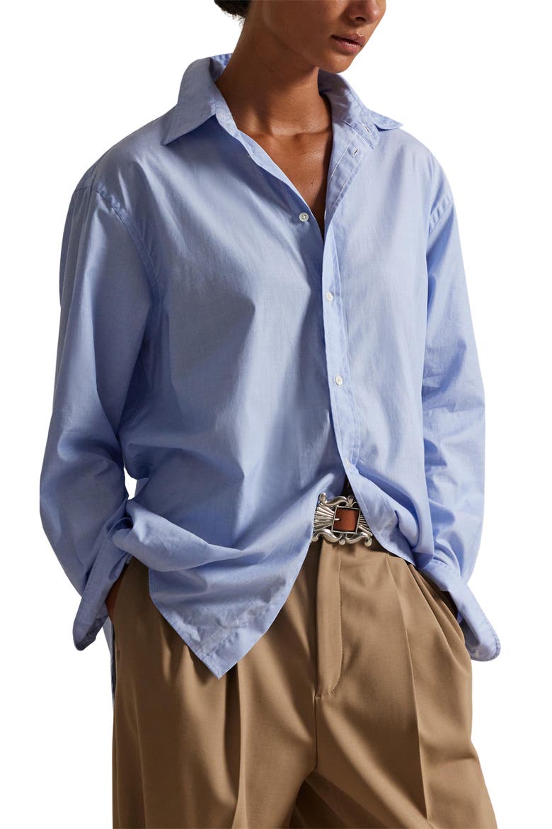 Cotton Poplin Button-Down Shirt, Main, color, CLASSIC MEDIUM BLUE