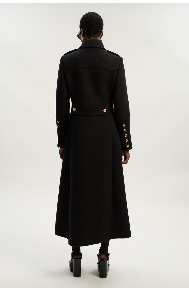 Karen Millen Wool Military Tailored Maxi Coat, Alternate, color, Black