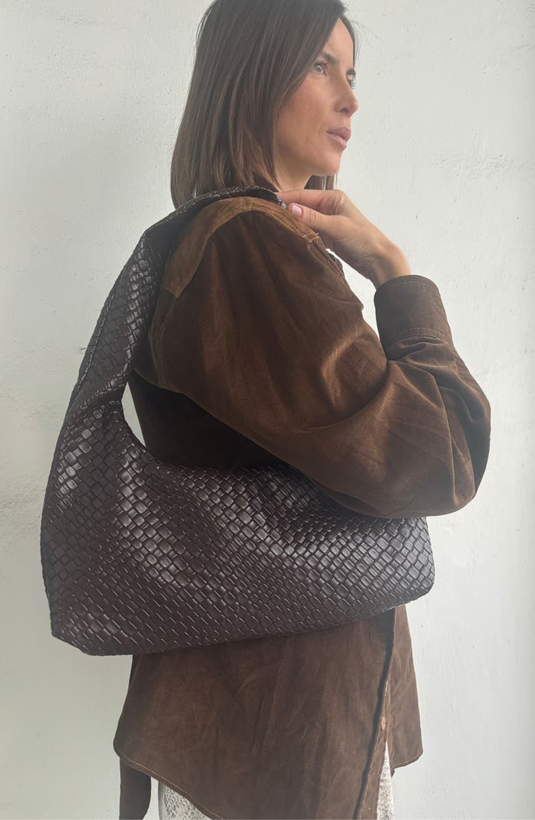 Adornia Woven Hobo Bag, Alternate, color, Brown