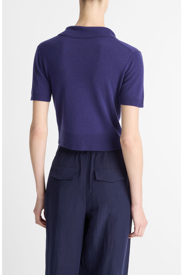 Short Sleeve Button-Up Sweater, Alternate, color, DEEP IRIS
