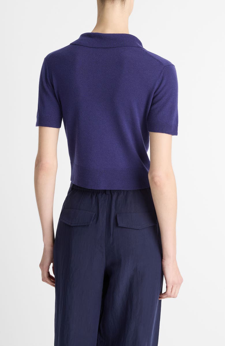 Vince Short Sleeve Button-Up Sweater, Alternate, color, Deep Iris