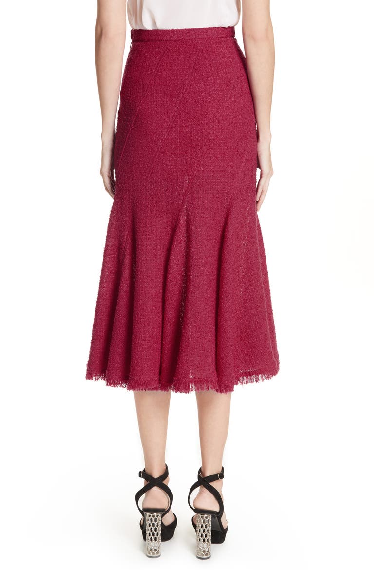 Flare Hem Tweed Skirt, Alternate, color, RASPBERRY
